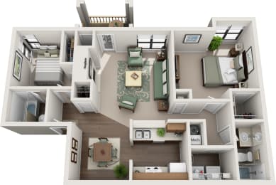 Aberdeen 2 Bed 2 Bath Floor Plan at Brampton Moors, Cary, North Carolina