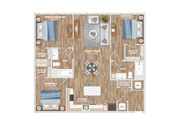 C1A Floor Plan at Hawkins Press Apartments, Charlotte, 28203