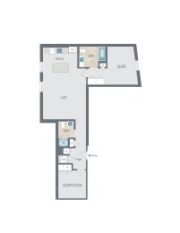 2 bed 2 bath E the floor plan of the apartments at Reed Row, Washington, 20009