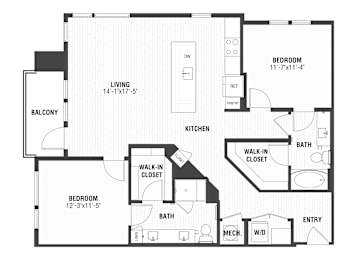B3 Floor Plan at The William, Chantilly, 20152