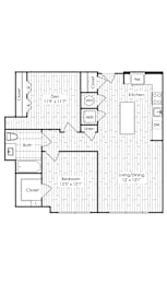 1 Bed 1 Bath Floorplan F at Dock 79, District of Columbia