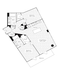 2 Bed 2 Bath Floorplan E at Dock 79, Washington, DC 20003