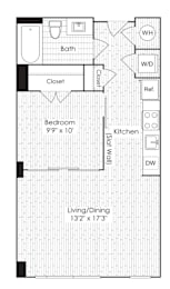 1 Bed 1 Bath Floorplan J at Dock 79, Washington