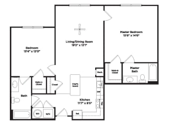 2 bed 2 bath  B11b Floor Plan at 800 Carlyle, Alexandria, 22314