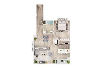 A19A Floor Plan at Elysium Fourteen Apartments in Washington, DC 20009