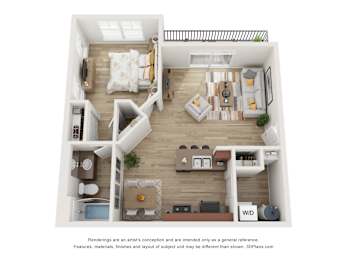 1 Bedroom Floor Plan at Florentine Villas, Utah, 84047