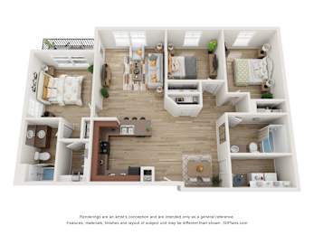 3 Bedroom Floor Plan at Florentine Villas, Midvale, UT