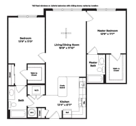 2 bed 2 bath B6b Floor Plan at 800 Carlyle, Virginia, 22314