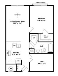1 bed 1 bath A2ad Floor Plan at 800 Carlyle, Alexandria, 22314
