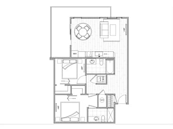2Bed 2Bath Floor Plan at Lotus Gallacher Apartments, Salt Lake City, 84106