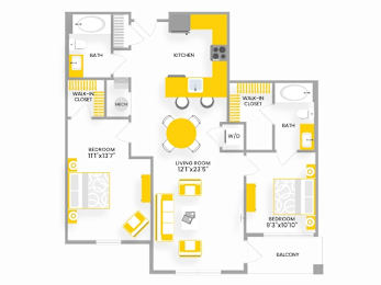 B2 Floor Plan at Garfield Park, Arlington, 22201