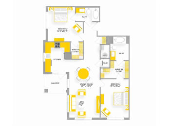 B3 Floor Plan at Garfield Park, Arlington, 22201
