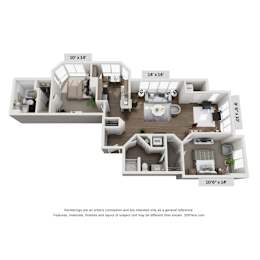 Hamilton 2BR Floor Plan at Lincoln Old Town, Alexandria, 22314