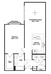 1 bed 1 bath A11a Floor Plan at 800 Carlyle, Alexandria