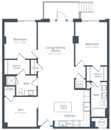 a floor plan of a bedroom apartment at Highgate at the Mile, McLean