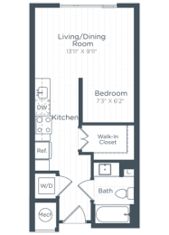 a floor plan of a bedroom apartment at Highgate at the Mile, Virginia