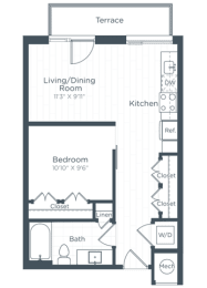 a floor plan of a bedroom apartment at Highgate at the Mile, McLean, VA 22102