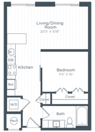 a floor plan of a bedroom apartment at Highgate at the Mile, McLean