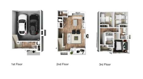 3Bed 2Bath A Floor Plan at Vaseo Townhomes, Lehi, UT, 84043