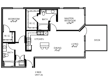 2A Floor Plan at The Lotus Apartments, Salt Lake City, 84111