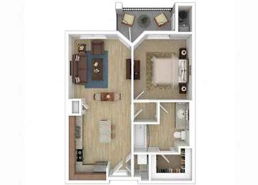 1A Floor Plan at The Lotus Apartments, Salt Lake City, Utah