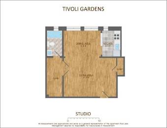 Studio floorplan 540sqft at Tivoli Gardens Apartments, Washington