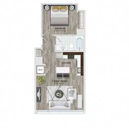 Studio apartment floor plan layout at 1405 Point Apartments, Maryland
