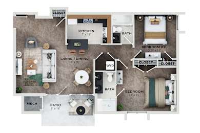 2 bed 2 bath B at Shenandoah Station Apartments, Virginia 22172