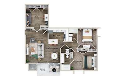 2 bed 2 bath C at Shenandoah Station Apartments, Triangle, VA, 22172