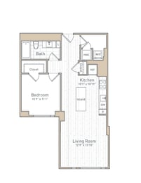 a floor plan of a bedroom apartment at The Boro, Tysons Virginia
