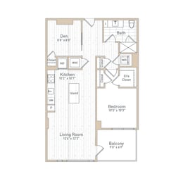 a floor plan of a bedroom apartment at The Boro, Tysons, 22102
