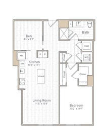 a floor plan of a bedroom apartment at The Boro, Tysons Virginia