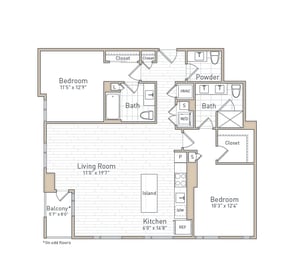 a floor plan of a bedroom apartment at The Boro, Tysons, VA 22102