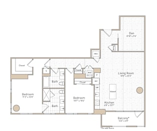 a floor plan of a bedroom apartment at The Boro, Tysons, 22102