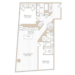 a floor plan of a bedroom apartment at The Boro, Tysons