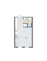Studio 1 bath I floor plan of the loft floor plan studio at Reed Row, Washington, Washington DC