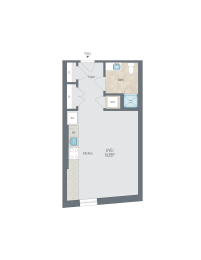 Studio 1 bath H a floor plan of a house with a bedroom and a living room at Reed Row, Washington DC