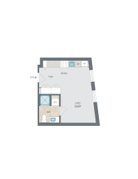 Studio 1 bath B the floor plan at Reed Row, Washington, DC