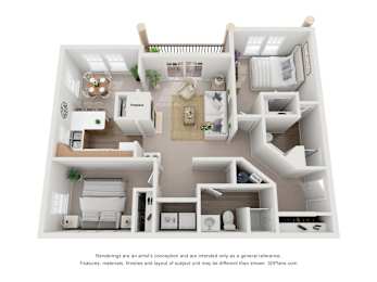 2 Bedroom 2 Bath Floor Plan at Todd Hollow at Deer Mtn., Utah