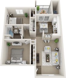 2 bed 1 bath B at West Park Apartments, New Mexico 87114