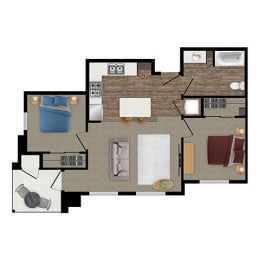 3 bed 2 bath floor plan at Loma Villas Apartments, San Bernardino, 92408