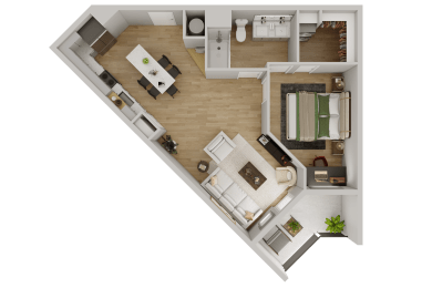 a floor plan of a house with a bedroom and a living room