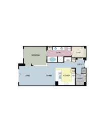 1F Floor Plan at mResidences Miracle Mile, Los Angeles, 90036
