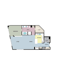 1h Floor Plan at mResidences Miracle Mile, Los Angeles