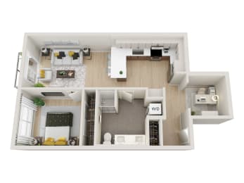 bedroom floor plan an open concept layout with a large closet and a balcony at Ion Town Center, Washington