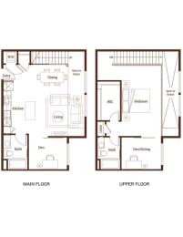 a floor plan of two different floor plans of a house