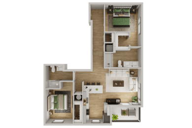 a 3d rendering of a floor plan of a house
