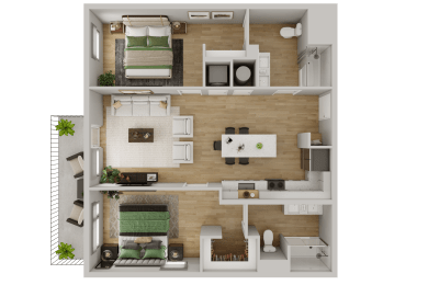 a1 floor plan  1 bedroom with 2 baths  1199 square feet