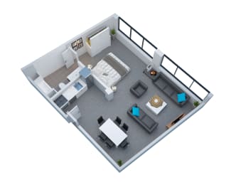 One bedroom one bathroom at San Fernando Building, Los Angeles California