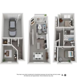 22cgm 2 Bed 2 Bath 1,400 Sq. Ft. Floor Plan at Lionsgate South, OR